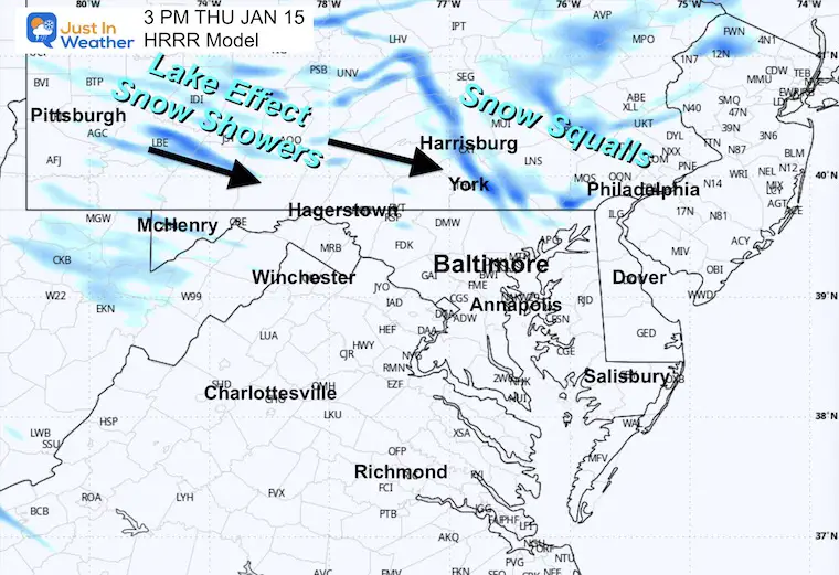 January 14 weather radar snow Thursday afternoon