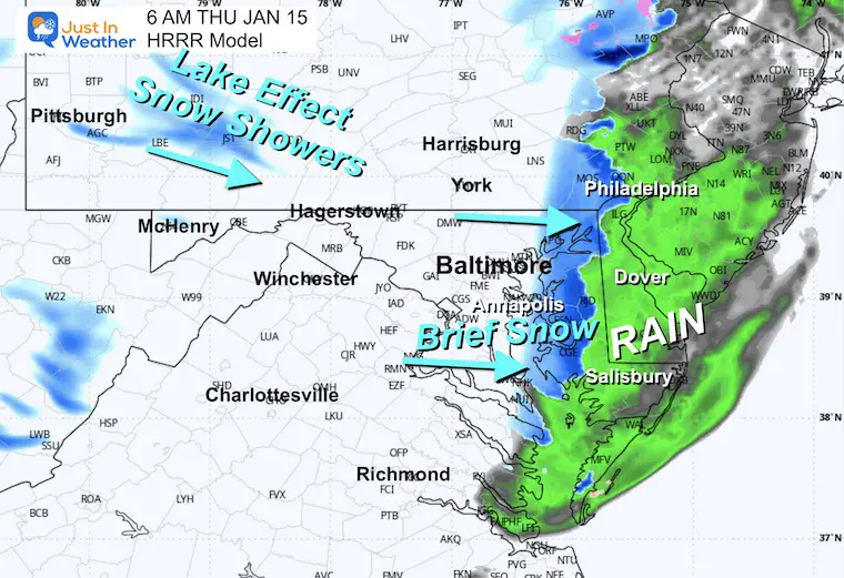 January 14 weather snow rain radar Thursday morning