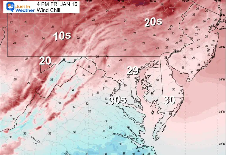 January 15 weather forecast wind chill Friday afternoon
