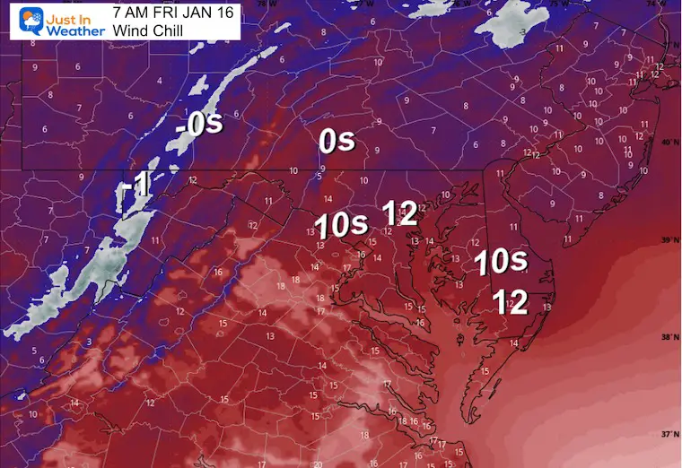 January 15 weather forecast wind chill Friday morning
