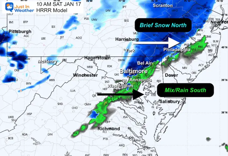 January 16 weather snow radar Saturday morning 10 am
