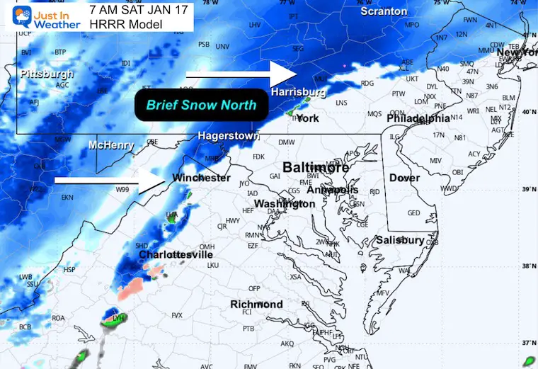 January 16 weather snow radar Saturday morning 7 am