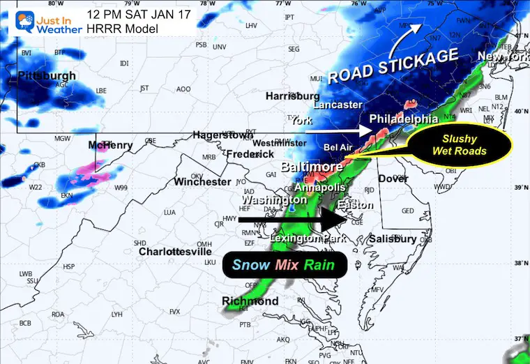 January 17 weather snow radar Saturday 12 PM