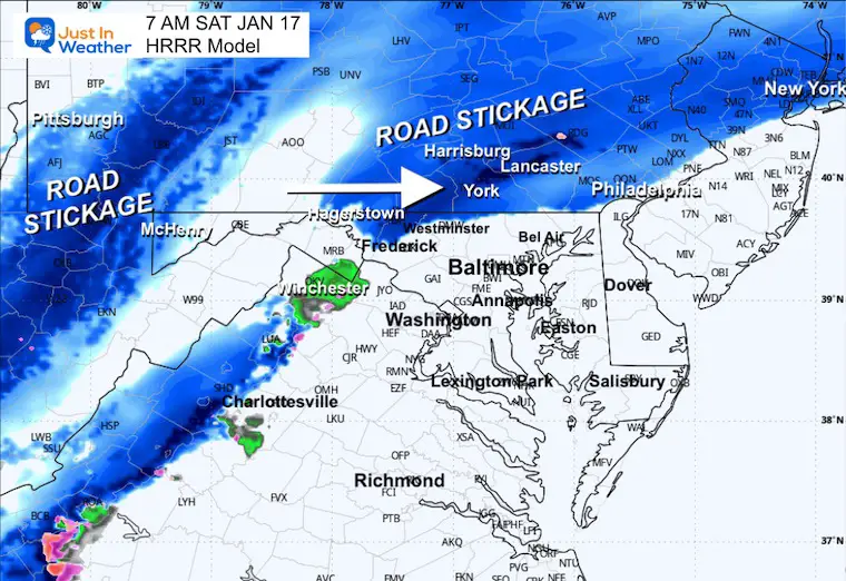 January 17 weather snow radar Saturday 7 am