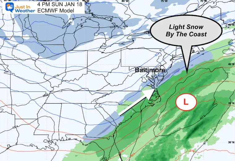 January 16 weather forecast snow Sunday