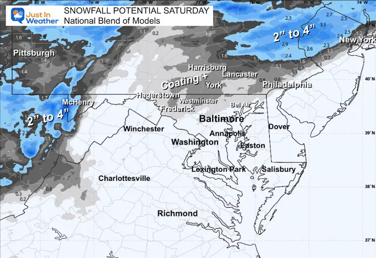 January 17 weather snow forecast Saturday National Blend of Models