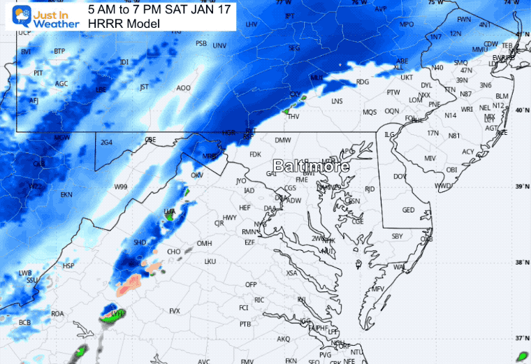 January 16 weather snow radar Saturday