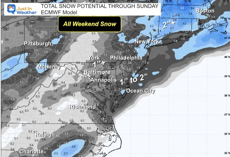 January 17 weather snow radar forecast snow total ECMWF