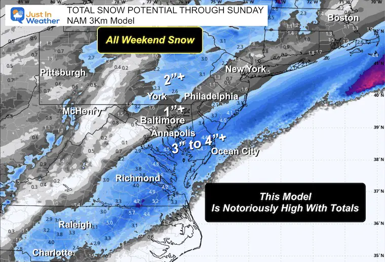 January 17 weather snow radar forecast snow total NAM
