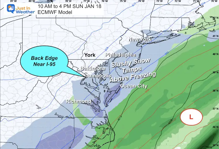 January 17 weather snow radar forecast Sunday afternoon ECMWF