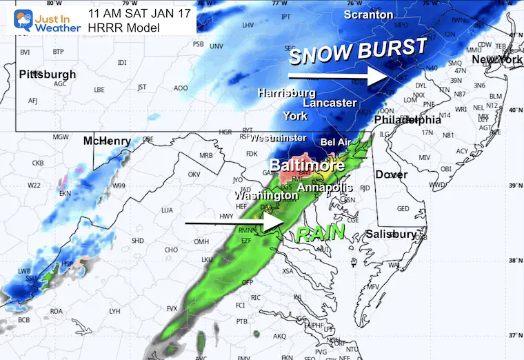 January 17 weather snow radar forecast Saturday 11 AM