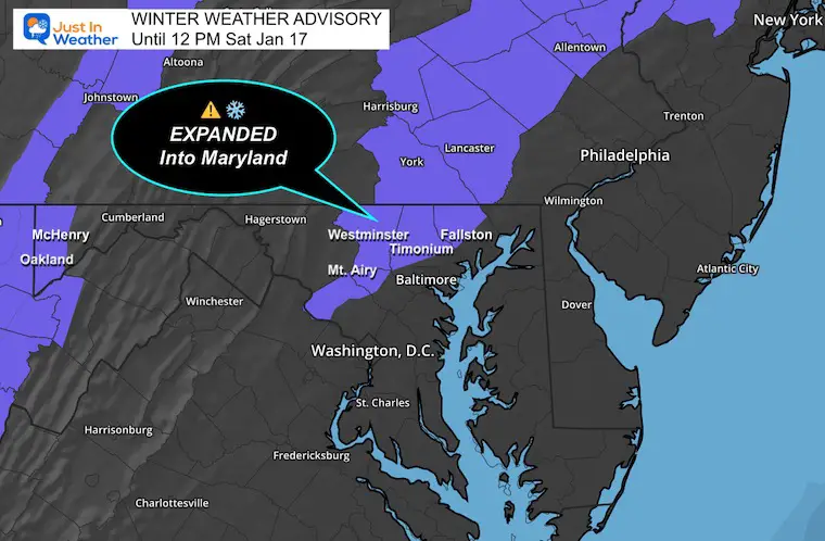 January 17 winter weather advisory Saturday January 17