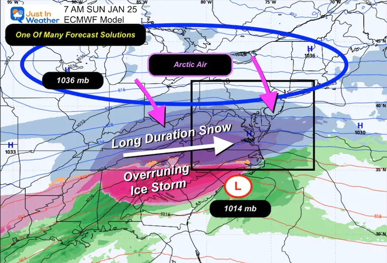 January 19 weather storm map snow ice Sunday morning