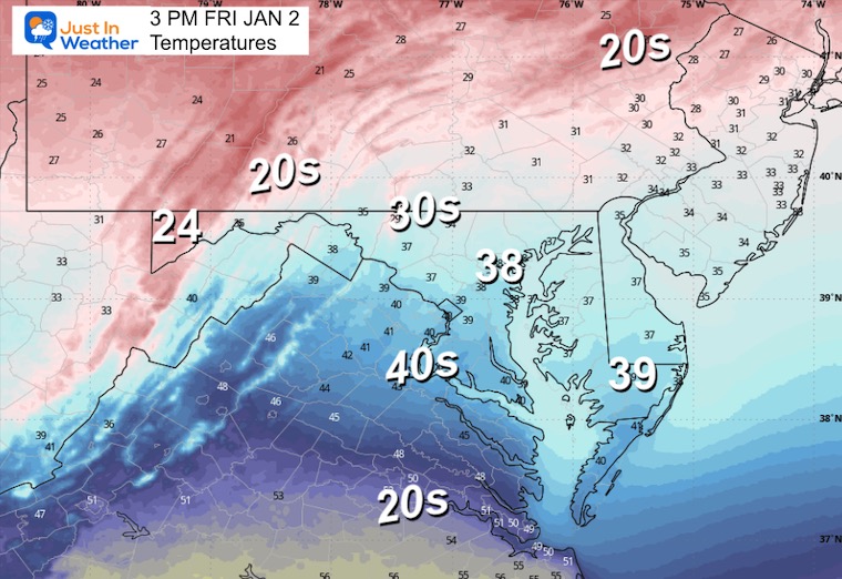 January 2 weather temperatures Friday afternoon