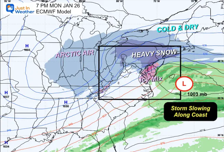 January 20 weather storm forecast snow ice Monday night