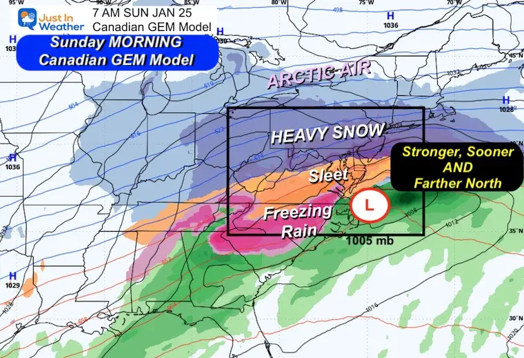 January 20 weather winter storm Sunday morning Canadian