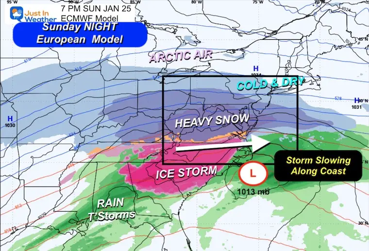 January 20 weather storm forecast snow ice Sunday night