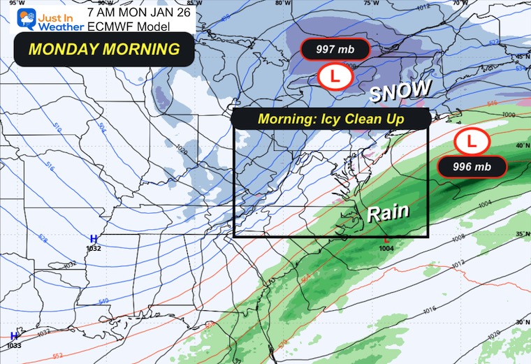 January 21 winter storm weather forecast Monday morning