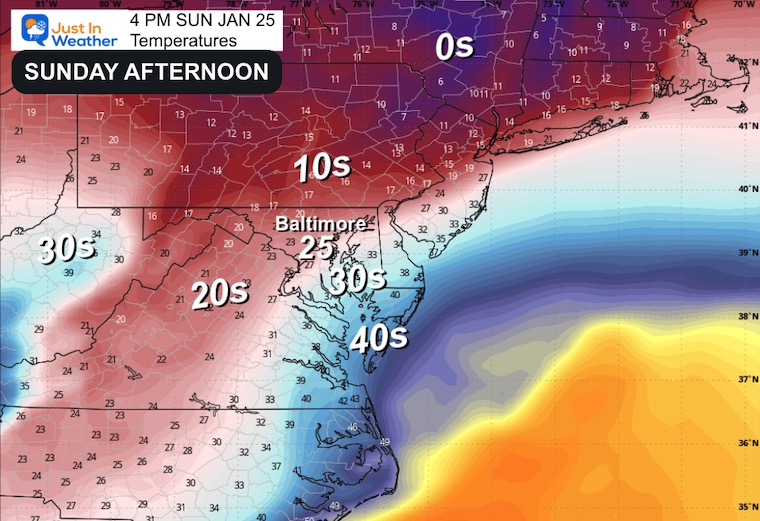 January 21 weather winter storm Sunday afternoon temperatures