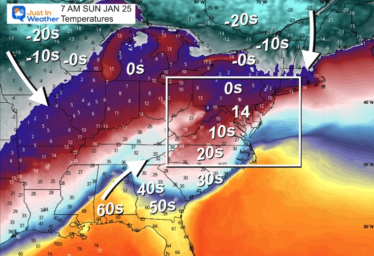 January 21 weather temperatures Sunday Morning