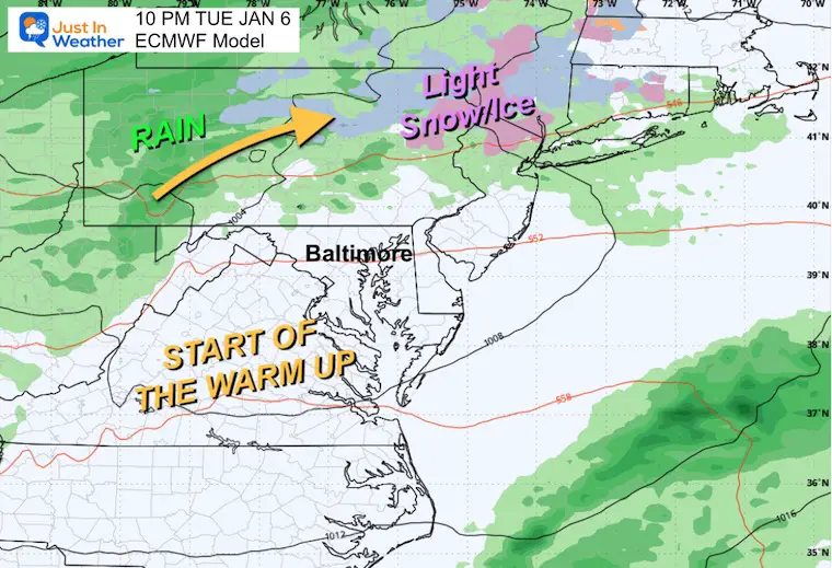 January 4 weather Tuesday night rain
