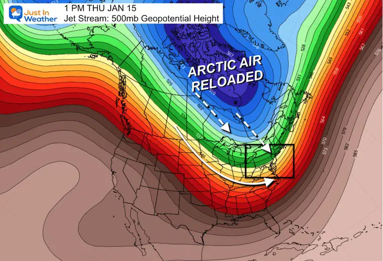 January 4 jet stream North America Mid Month