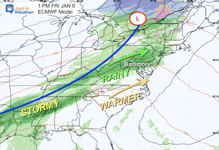 January 6 weather forecast Friday storm map
