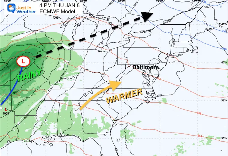 January 7 weather forecast storm map Thursday