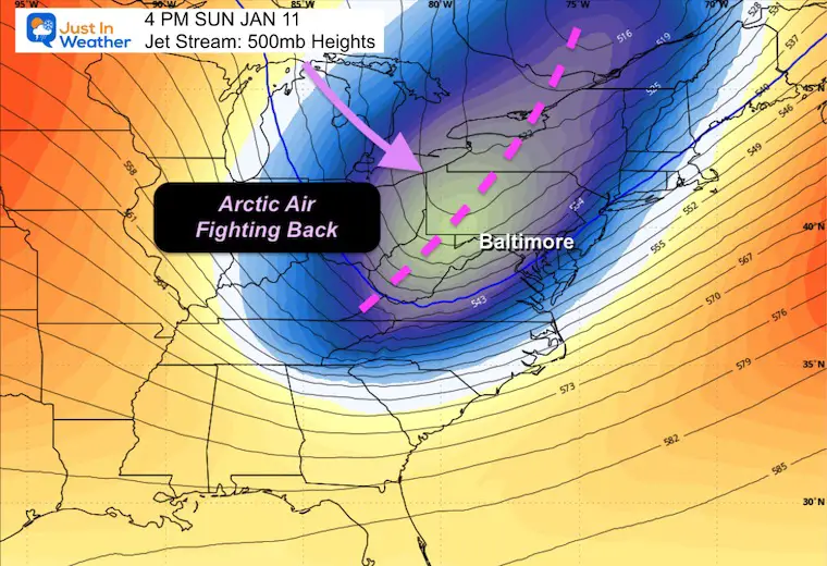 January 7 weather jet stream Colder Sunday