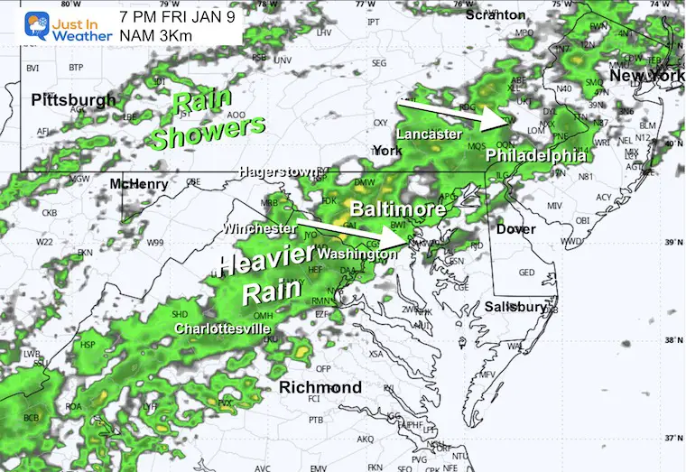 January 8 weather rain forecast Friday evening
