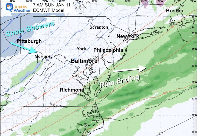 January 8 weather forecast rain Sunday morning