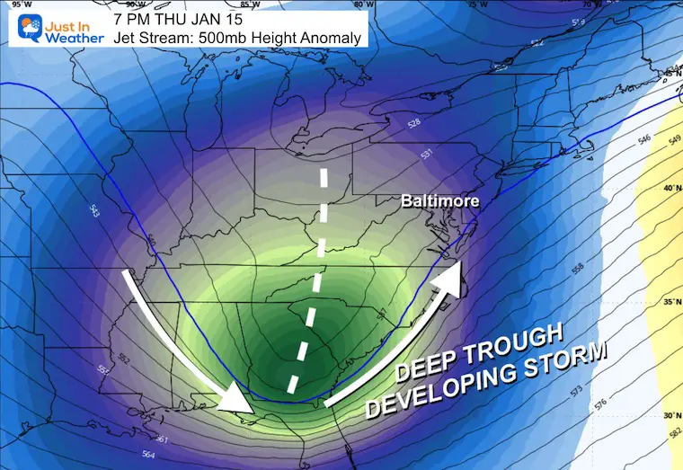 January 9 weather jet stream Thursday cold stormy
