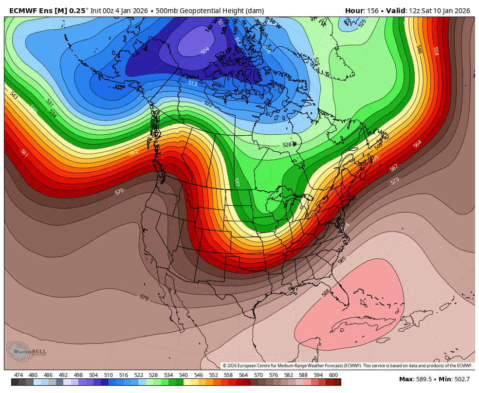 January 4 jet stream North America