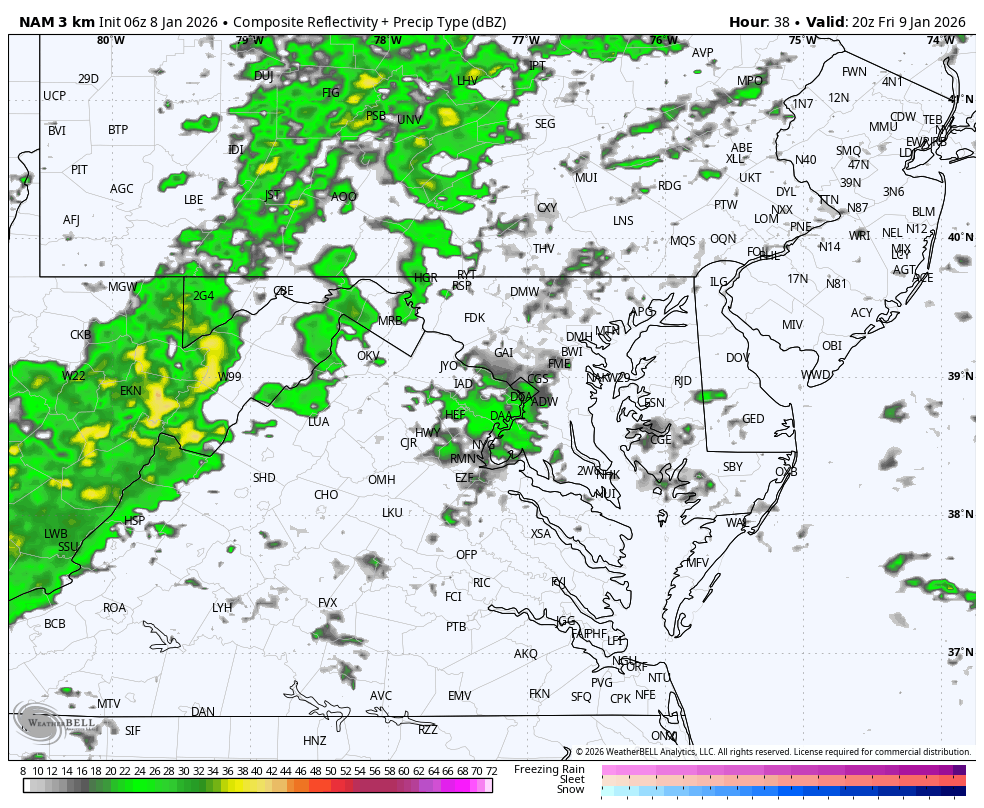 January 8 weather rain forecast Friday radar