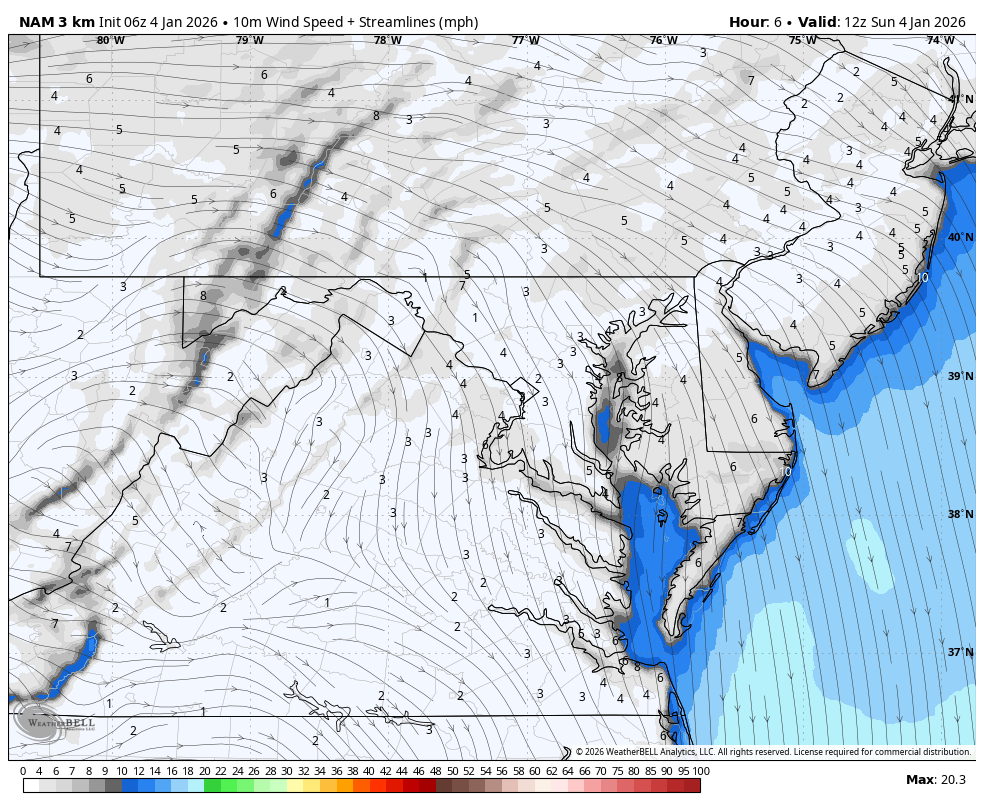 January 4 weather Sunday wind forecast